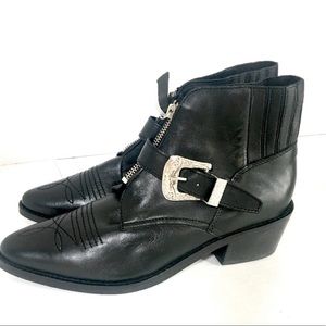 TOPSHOP black "Amazing Western" leather booties 10